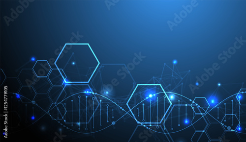 Glowing neon DNA chain. Biotechnology, biochemistry, science, medicine concept.