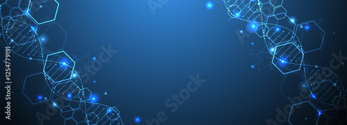 Glowing neon DNA chain. Biotechnology, biochemistry, science, medicine concept.