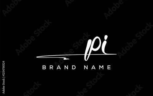 PI letter beauty handwriting vector logo.