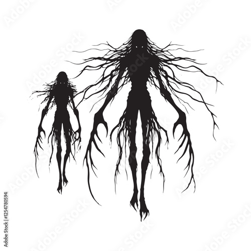 Mysterious Ghoul Silhouette - Ghoul Vector - Minimalist Ghoul Illustration.