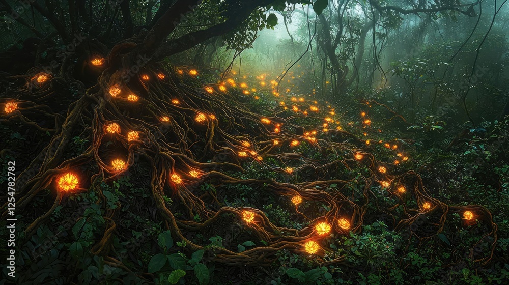 Glow forest idea. A mystical forest scene with glowing roots and ethereal ambiance. Glow forest idea. A mystical forest scene with glowing roots and ethereal ambiance.
