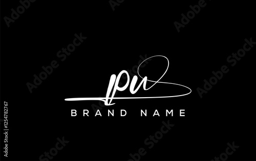 PU letter beauty handwriting vector logo.