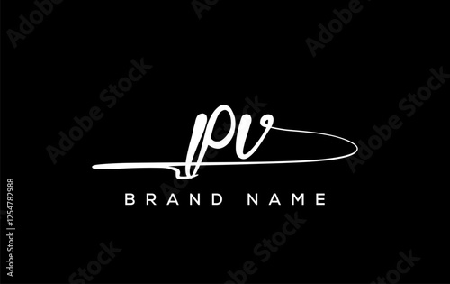 PV letter beauty handwriting vector logo.