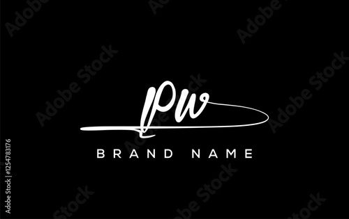 PW letter beauty handwriting vector logo.