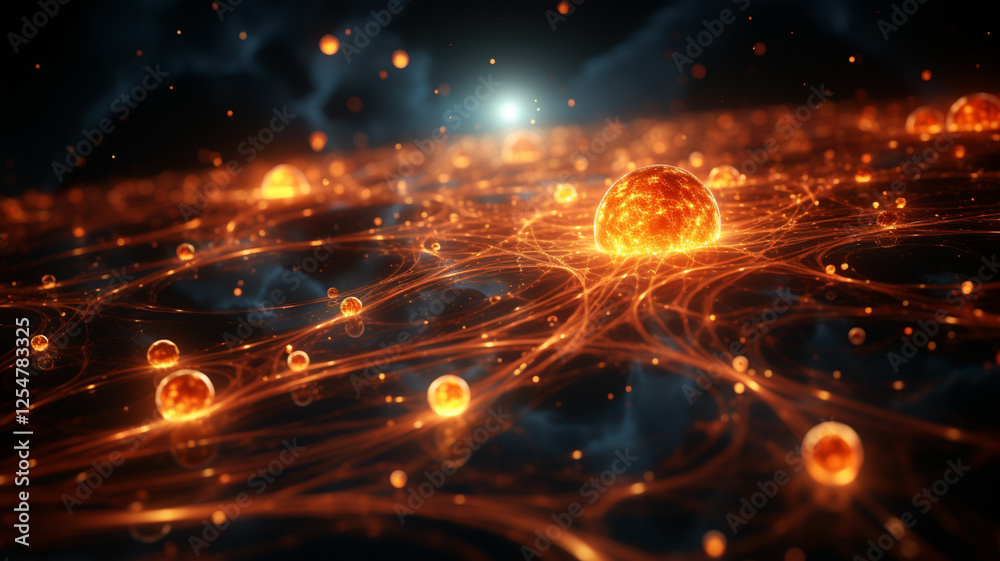 Glowing Neural Network in a Cosmic Digital Landscape, Generative Ai Glowing Neural Network in a Cosmic Digital Landscape, Generative Ai