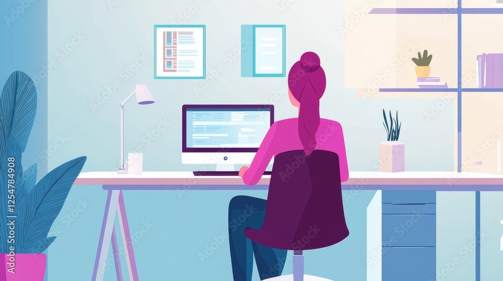 Call Center Operator Sitting Working, Call Center Operator Sitting Working,