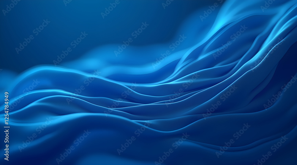 Obraz premium Abstract Blue Waves Background: Modern Minimalist Design, Smooth Silk Texture, Flowing Fabric Pattern, Dynamic Motion Wallpaper for Desktop & Creative Projects