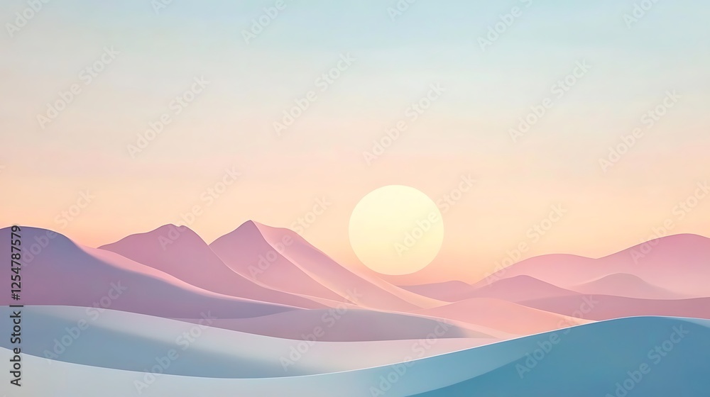 Fototapeta premium Pastel Mountains Sunset Scenic Landscape