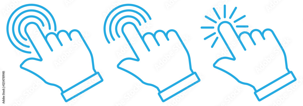 Click icon linear logo. Hand click icon set illustration. Hand cursor icon vector. Computer mouse click cursor gray arrow icons set and loading icons. Click icon linear logo. Hand click icon set illustration. Hand cursor icon vector. Computer mouse click cursor gray arrow icons set and loading icons.