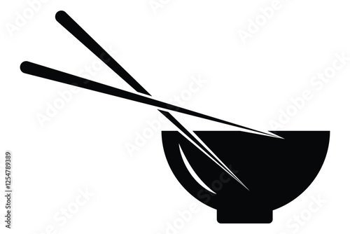 Chopsticks & bowl vector icon. Restaurant chopsticks & bowl  flat icon. Chinese, Japanese chopsticks vector, icon isolated on white background. Vector illustration.