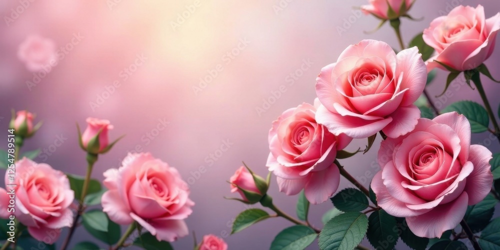 Delicate Pink Roses in Soft Light, a Stunning Floral Display of Beauty and Elegance Delicate Pink Roses in Soft Light, a Stunning Floral Display of Beauty and Elegance