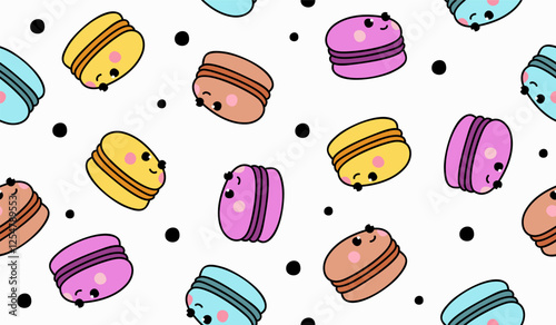 Cute macarons pattern background vector design