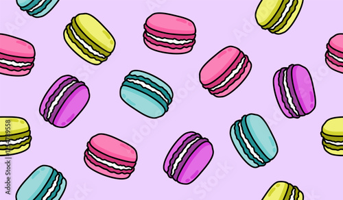 Cute macarons pattern background vector design
