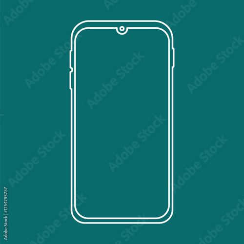 Illustration Smartphone Teardrop White Minimal Device Mockup Isolated Touchscreen Modern Blank Display Technology Gadget Concept Office App Flat Icon Wireless Cellphone Presentation Template