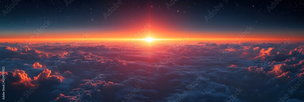 Fototapeta premium A horizon-style gradient resembling a distant star's glow on a dark backdrop.