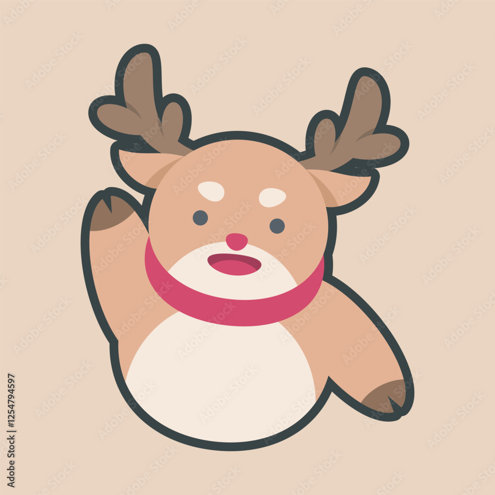 reindeer say hello gesture with outline flat vector design. reindeer say hello gesture with outline flat vector design.