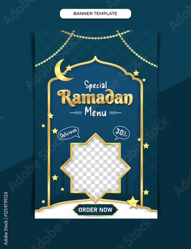 Special ramadan menu banner desain with starand moon dcoration