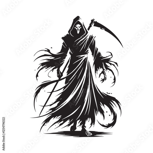 Reaper Vector Silhouette - Minimalist Reaper Design - Reaper Illustration.