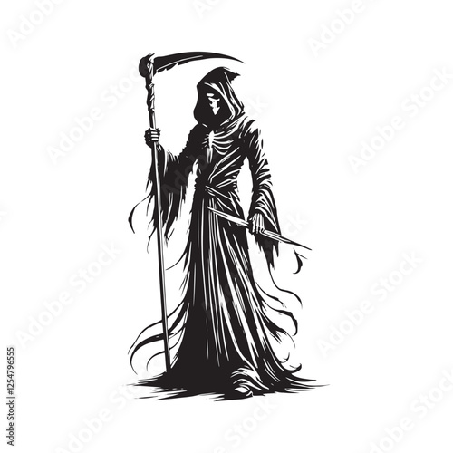 Reaper Vector Silhouette - Minimalist Reaper Design - Reaper Illustration.