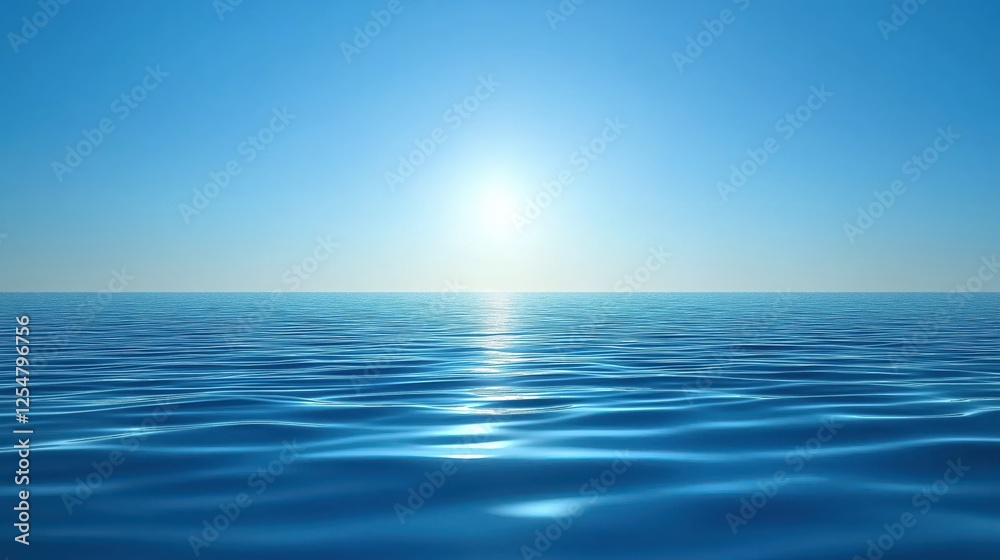 Obraz premium Tranquil Ocean View Under Bright Sunlight with Gentle Waves Reflection