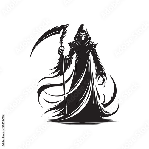 Reaper Vector Silhouette - Minimalist Reaper Design - Reaper Illustration.