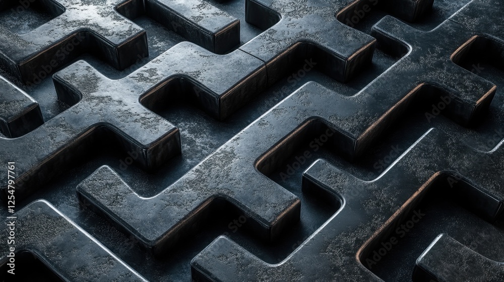 Intricate maze pattern showcases modern design and textured surfaces in a captivating monochrome visual Intricate maze pattern showcases modern design and textured surfaces in a captivating monochrome visual