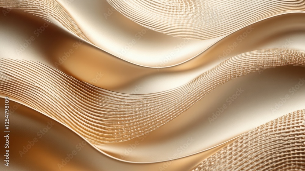 Flowing golden fabric creates a rich and luxurious texture under soft lighting in a serene setting Flowing golden fabric creates a rich and luxurious texture under soft lighting in a serene setting