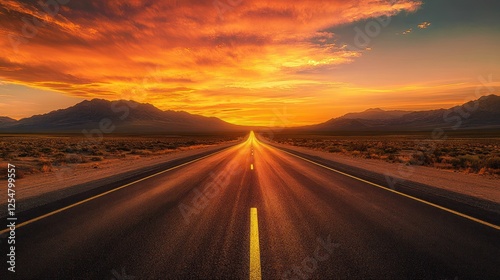 Wallpaper Mural Desert highway sunset, journey, mountains, travel, freedom (1) Torontodigital.ca