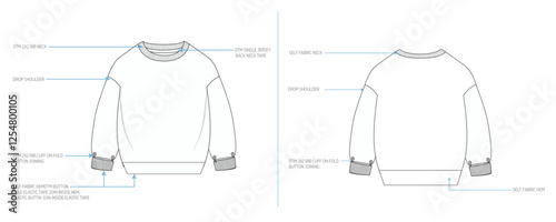 Kids Drop Shoulder Terry Fleece Hoodie Technical Tech pack.