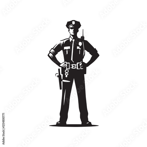  Cop Silhouette - Police Vector - Minimalist Cop Illustration - Cop Design.