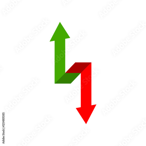 Free Download Green arrow graph growing uptrend and red arrow graph downward trend financial business vector icon design - GFXLoad