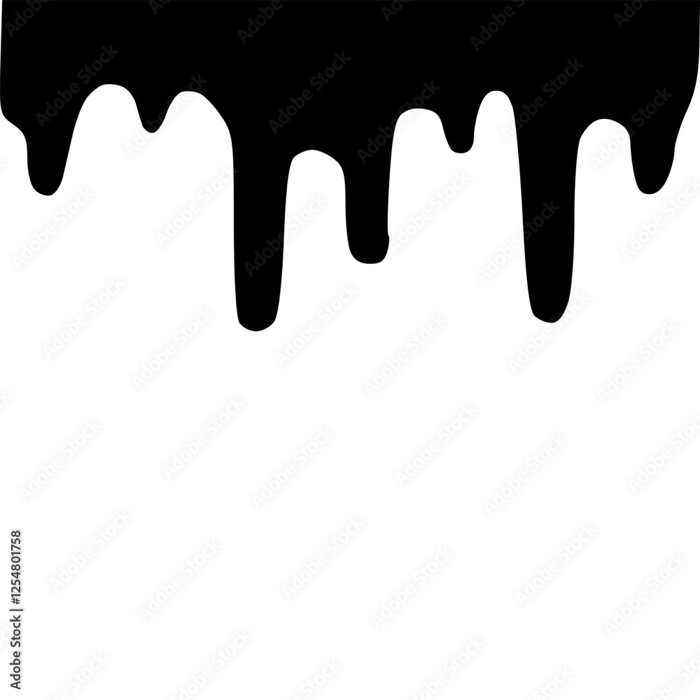 Black Paint melting, dripping down streams. Flat graphic vector illustration isolated on white background. Black Paint melting, dripping down streams. Flat graphic vector illustration isolated on white background.