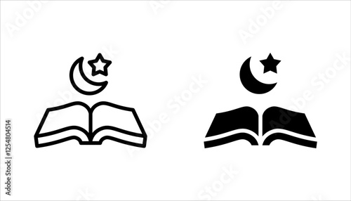 Holy Quran icon set, symbol template for graphic and web design vector illustration on white background