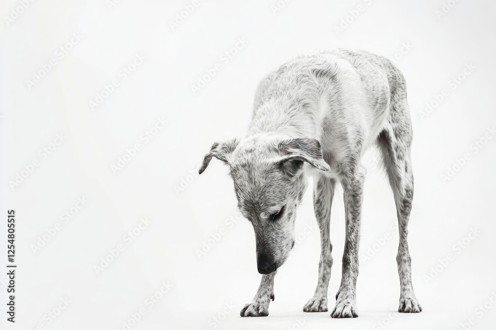 Fototapeta premium Sad dog animal white contemplative.