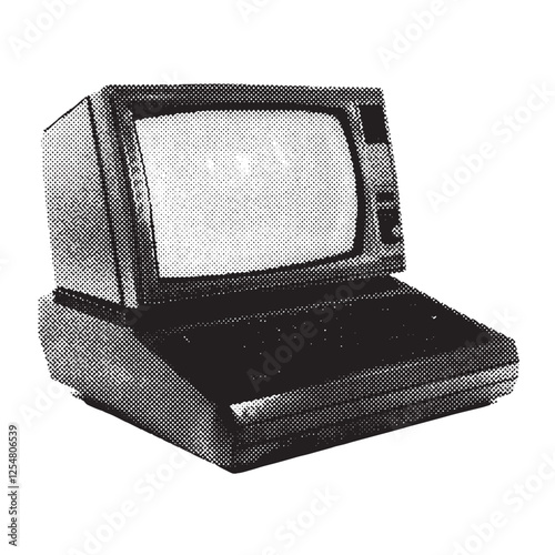 Computer 1980s and 1990s vintage halftone grunge vector design element