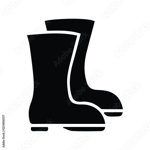 Boots Icon. Rubber Shoes Gardening Equipment.
