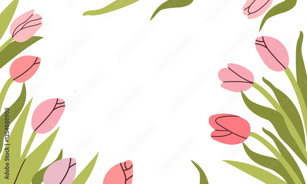 Trendy Mother's Day card, banner, poster, flyer, label or cover with flowers frame, abstract floral pattern in mid century art style. Spring summer bright abstract floral design template for ads promo