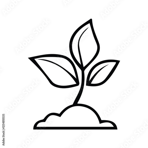 Seed and leaf icon. Plant growth and seed growth icon. Agriculture vector illustration.