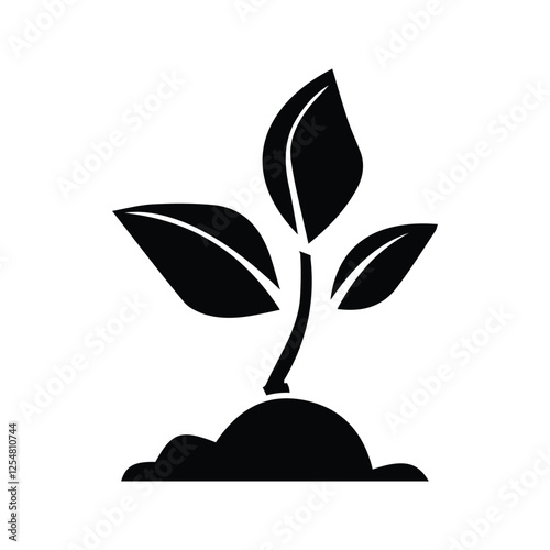 Seed and leaf icon. Plant growth and seed growth icon. Agriculture vector illustration.