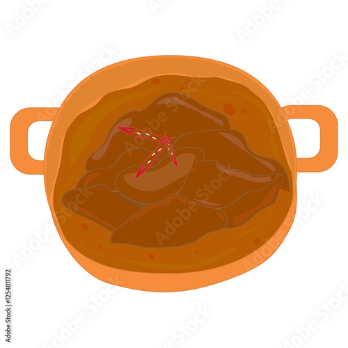 Rendang indonesian food and cuisine in vector illustration