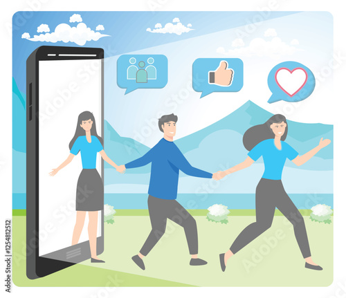 Referral marketing Concept. Refer A Friend loyalty program, promotion method.