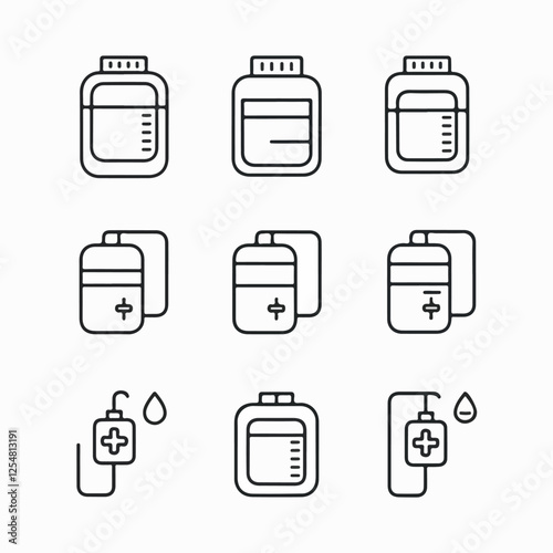 "Medical IV Drip Icons – Minimalist Healthcare Set"