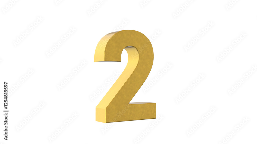 Numeric number 2 4k Illustration. Script text labels.