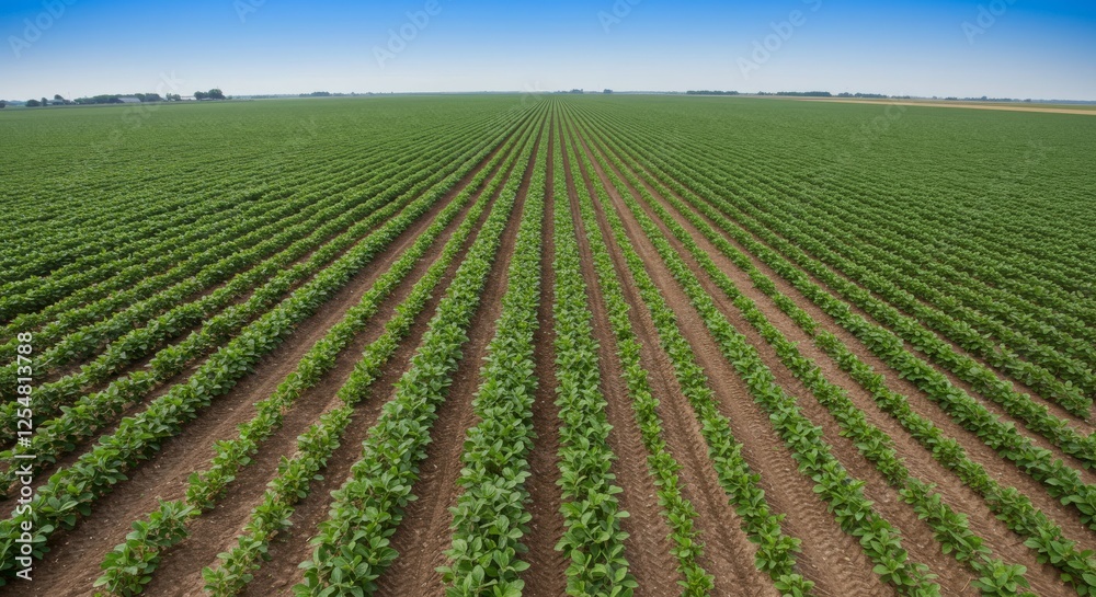 soybean growth in farm with blue sky background. agriculture plant seeding growing step concept soybean growth in farm with blue sky background. agriculture plant seeding growing step concept