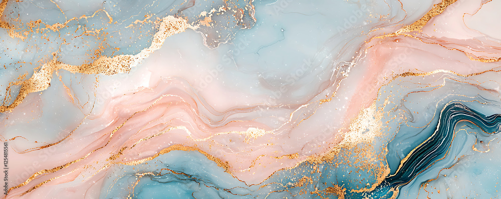 A vibrant abstract fluid art texture featuring soft pastel blue, pink, and gold tones with dynamic swirling waves and elegant metallic highlights in a luxurious composition. A vibrant abstract fluid art texture featuring soft pastel blue, pink, and gold tones with dynamic swirling waves and elegant metallic highlights in a luxurious composition.
