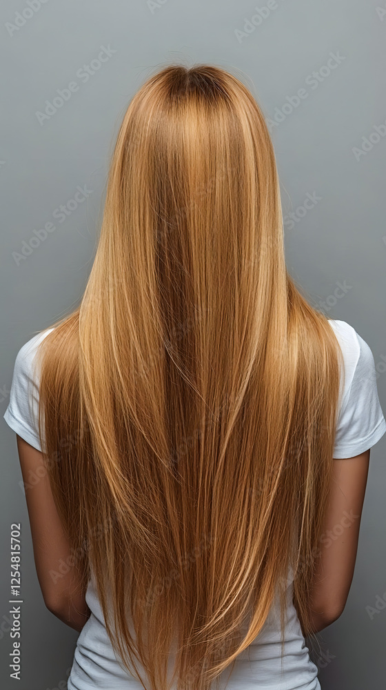Naklejka premium Beautiful woman with long straight hair