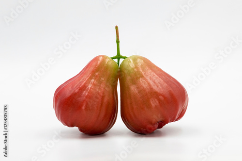 fresh red rose apples on white background photo