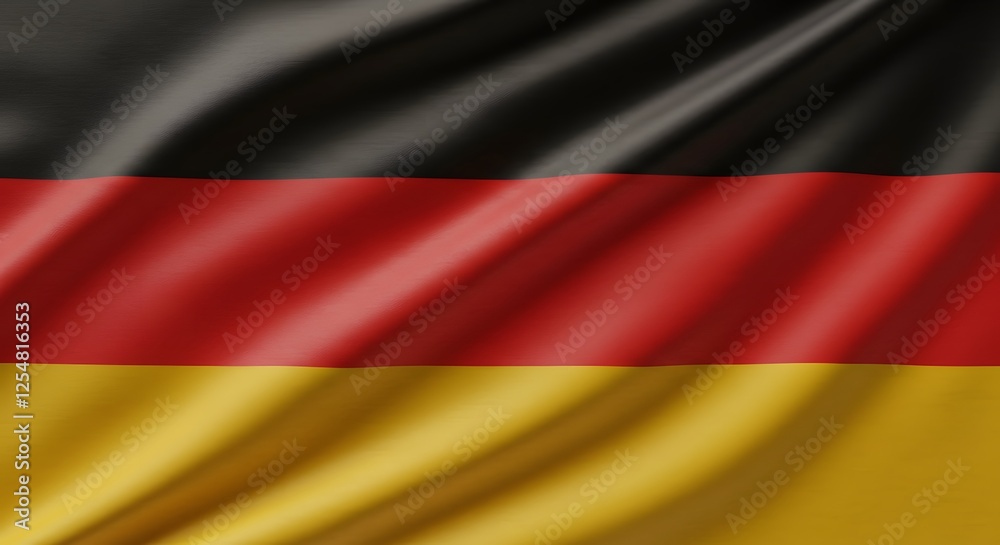 Obraz premium Waving German Flag with Black Red and Yellow Stripes Close Up