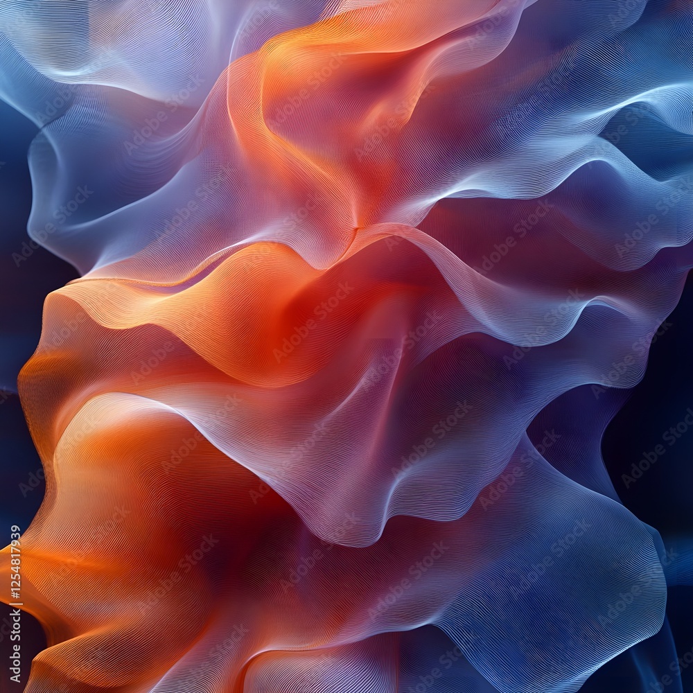 Obraz premium A layered mesh effect blending sky blue and sunset orange into soft, fluid forms.