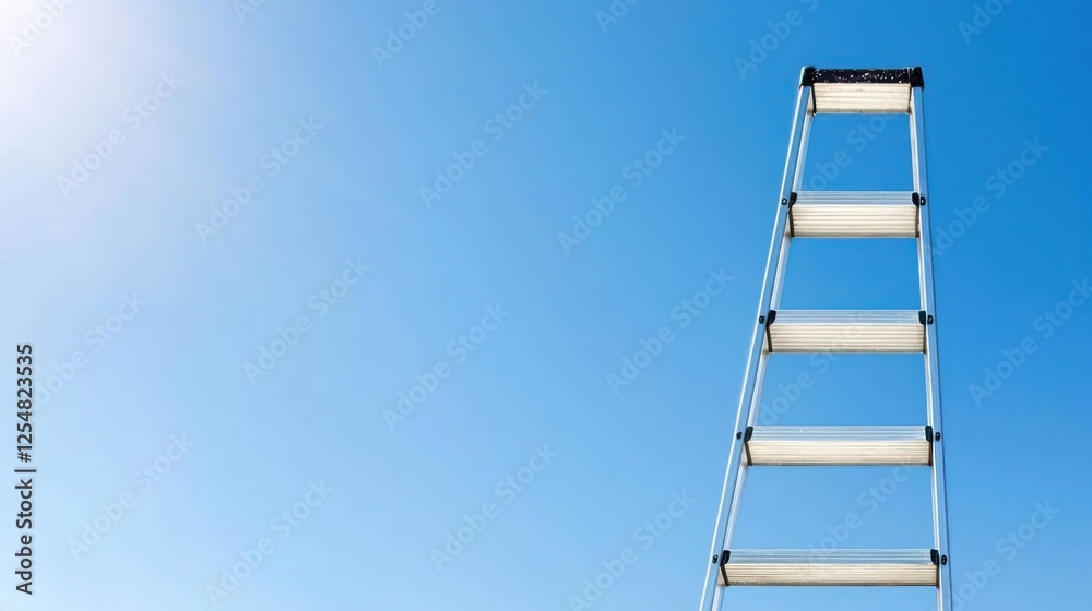Metal Ladder Against a Vivid Blue Sky Metal Ladder Against a Vivid Blue Sky